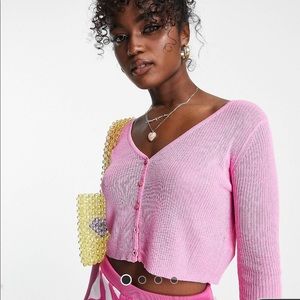 Pink cropped cardigan
